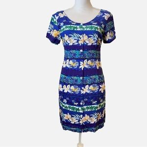 Jams World Vintage Hibiscus Floral Hawaiian Button Down Dress Size 9